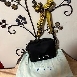Brand New Nylon Black Logo Off White Cross Bag